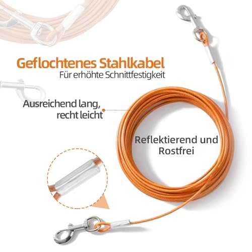 Mi Metty Tie-Out Leinen für Hunde,3m Kausichere Hundeleinen,Tie Out Cables Hofleine Für mittlere bis große Hunde