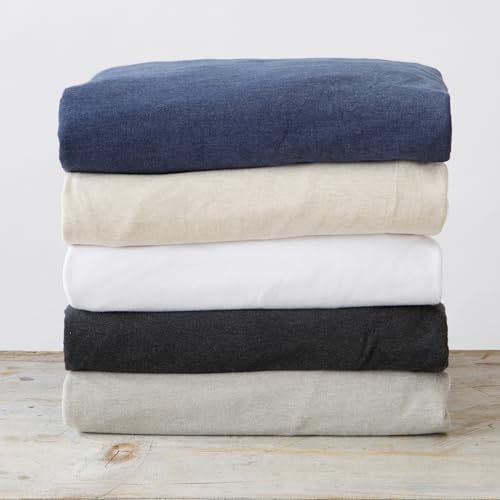 Image of Great Bay Home Full Flannel Jersey Knit Sheets. All Season, Soft, Cozy T-Shirt Sheet Set. Cotton Blend Bed Sheets. Cozy Flex Collection (Full, Light Grey)