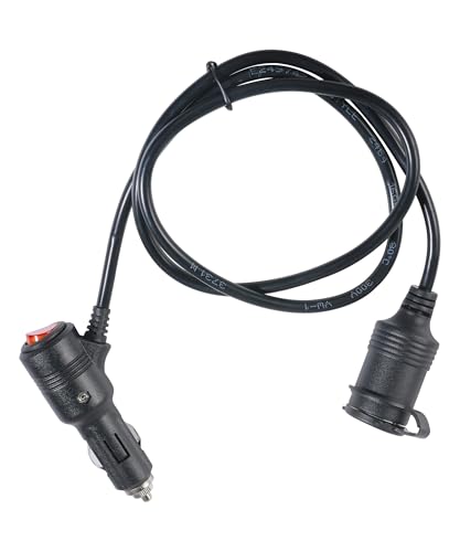 PAIYUE Cigarette Lighter Extension Cord Car Accessories 16 AWG Heavy Duty 12V Extension Cord with 15A Built-in Fuse and LED Indicator Automotive Replacement Fit for Vehicles with 12V-24V Power