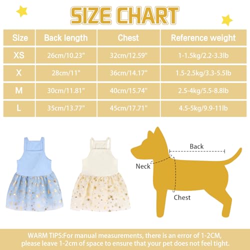 Tutu-Kleid für Hunde und Katzen, Sommer, Tüll, Slip-Spitzenkleid, niedlicher Welpe, Glitzerstern, Rock, Haustier-Partykleidung für kleine, mittelgroße Katzen, Hunde (Gelb, M)