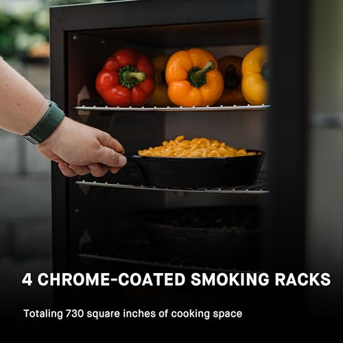 Image of Masterbuilt 30-Inch Dual Fuel Propane & Charcoal Vertical Smoker with 730 Sq. In. Cooking Space, Push-Button Ignition, Temperature Gauge, 4 Smoking Racks, Black