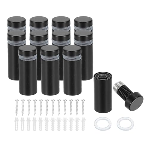Image of PATIKIL 1 /2 inch x 1.2 inch Standoff Screws, 12 Pack Stainless Steel Wall Mount Sign Standoffs Mounting Hardware Advertising Nail for Hanging Acrylic Picture Frame, Black