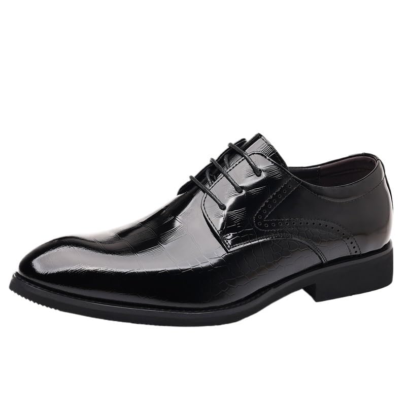 Men's Oxford Shoes Leather Shoes Classic Dress Shoes Black Lace Up Clear Texture Wedge Flat Anti Detachment Non Slip Wear Resistant Sweat Absorbing Breathable(10)