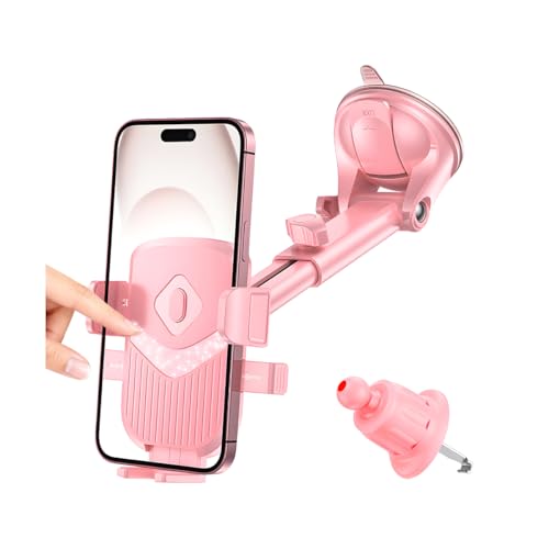 Zpana Car Phone Holder 360 Rotation Strong Suction Cup Dashboard Air Vent Smartphone Stand Hands-Free Auto Windshield Dash Mobile Phone Mount Universal for Most Cellphones (Pink)