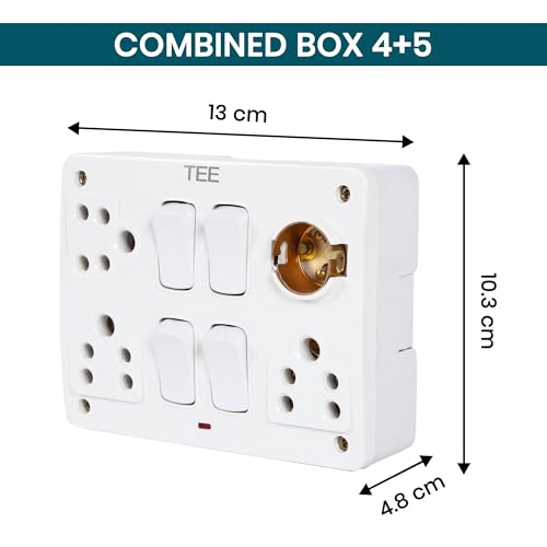 Image of Combined Box 6A with Universal Socket, Master Switch, LED Indicator | 240V Power Utility Box for Home, Office & Appliances (COMBINED BOX 4+5), Without Wire, 6 Month Warranty