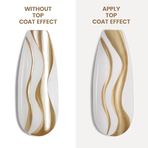 Rarjsm Metallic Nail Art Gel Liner Bronze Gold Mirror Chrome 3D Effect Gel Nail Polish 8Ml Build In Thin Brush Metal Painted Drawing Striper Painting Gel Polish Soak Off Curing Requires For Home Salon thumb #3
