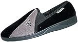 Dunlop Men's Luxury Velour Fabric Slip On Slippers Elasticated Twin Gusset. Contrasting Coloured Stripe And Iconic Dunlop Logo Featured To Front Of Shoe. Two Toned Upper Rubber Sole Gives Flex And Grip.