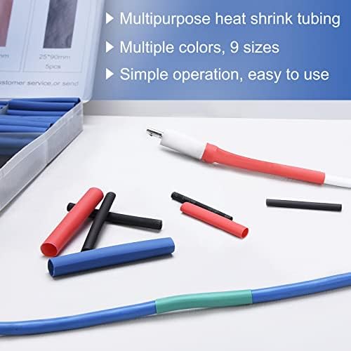 Preciva Heat Shrink Tubing Kit, 340pcs Wire Cable Shrink Wrap Sleeving, Electrical Heat Shrink Tubes, Insulation Heatshrink Cable Sleeve for Wire Repair, Fixing, Automative Wiring, Ratio 2:1 (340pcs)