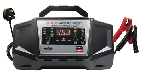 Maypole 12/24V 12A Heavy Duty Automatic Car Battery Charger Start Assist Lead Acid AGM EFB GEL Fully Automatic Digital Display