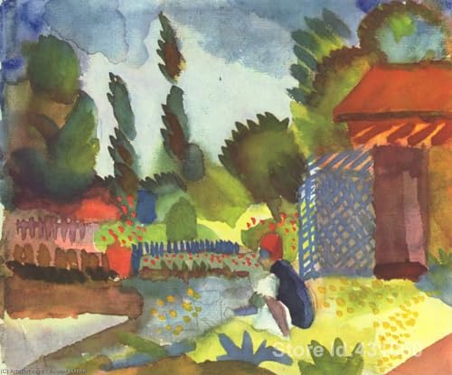 Tableau Tunis August Macke impression sur toile moderne pour décoration salon 60x90cm