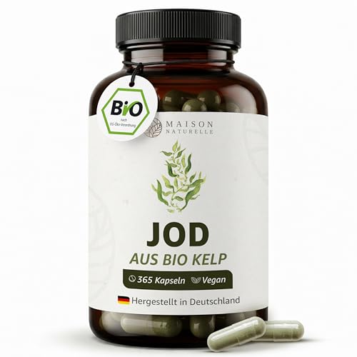 MAISON NATURELLE® JOD aus Bio Kelp (365 Stück) - 100% Kelp Kapseln, Extrakt aus Braunalgen ohne...