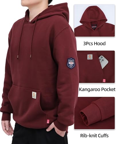 BOCOMAL FR Hoodies Pullover 10.5oz Cotton Fleece Flame Resistant Hooded Sweatshirts4