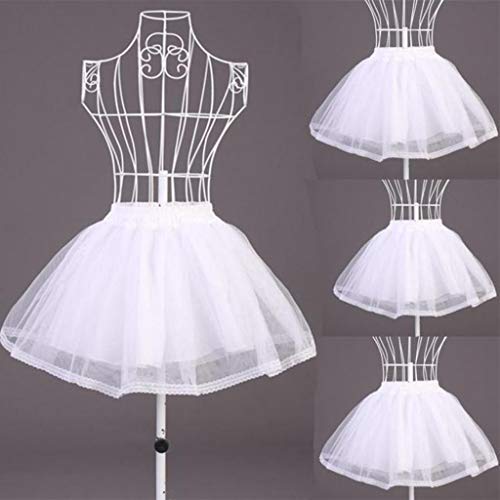Women Girls Double Layers Solid Color Short Tulle Petticoats Elastic Waistband A2