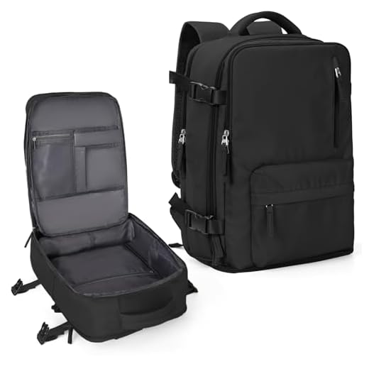 Mochila coowoz de viagem esportiva unissex, bagagem de cabine, aprovada por companhias aéreas, para notebook, A - Preto, Large