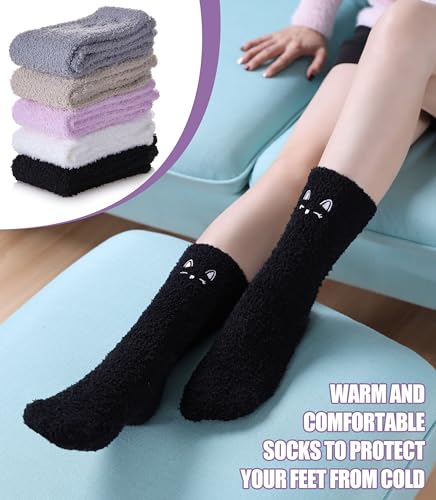 Image of ZaYang Womens Fuzzy Slipper Socks Cute Animal Soft Warm Winter Microfiber Sleeping Socks