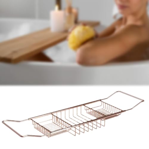Estante extensible de oro rosa para lavabo bandeja ajustable versatil bano 5