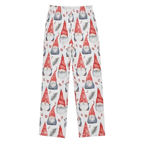 Boys' Pants Watercolor Christmas Red Gnome Long Bottoms Jogger Pants Elastic Waist Trousers with Pockets S-XL