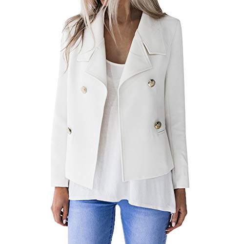 DAYLIN Mujer Blazer Capa Moda Manga Larga Abrigos Chaqueta Traje Cárdigan, Blanco, Negro