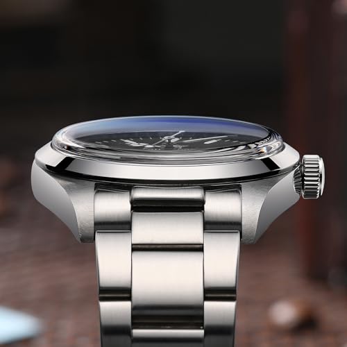 Image of ADDIESDIVE Unisex 36 MM Small Dial Quartz Analog Watch VH31 Wrist Watches Stainless Steel Sapphire Crystal Luminous Waterproof 100 M, Black Dial Steel Strap, Quartz Watch