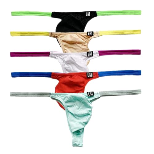 Men's Sexy Low Rise Thong Modal Colorblocking T-Back Briefs