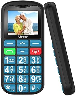 uleway Big Button Mobile Phone for Elderly, Easy to Use Basic Mobile Phone, SIM Free Unlocked Senior Mobile Phone With SOS Emergency Button, Large Volume, Flashlight, FM Radio (Blue)