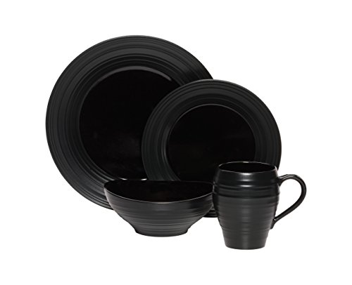 Mikasa Swirl 4 Piece Place Setting, Black #TOP27