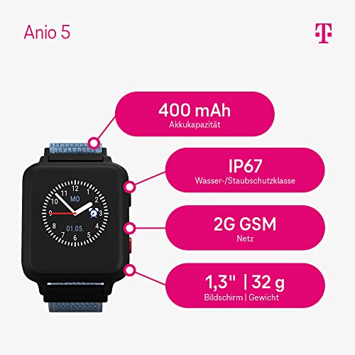 ANIO 5 Smartwatch für Kinder, Edition 2022, Kinderuhr mit SIM-Karte, Anrufe, Nachrichten, mit Schulmodus, SOS Funktion, Wetter & GPS-Ortung in Blau - Image 3