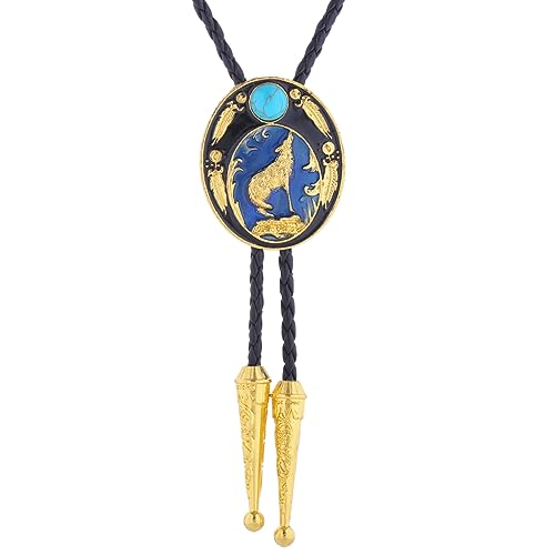 Image of HUABOLA CALYN Native American Bolo tie Rodeo Cowboy Leather Necktie Western Bolo ties for Men Women Necktie for Concert Fans