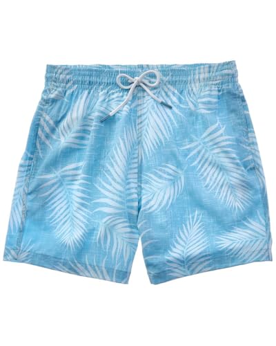 TRUNK Mens Surf & Swim Co. Chambray Palm Leaf Sano Swim Short, XL, Blue