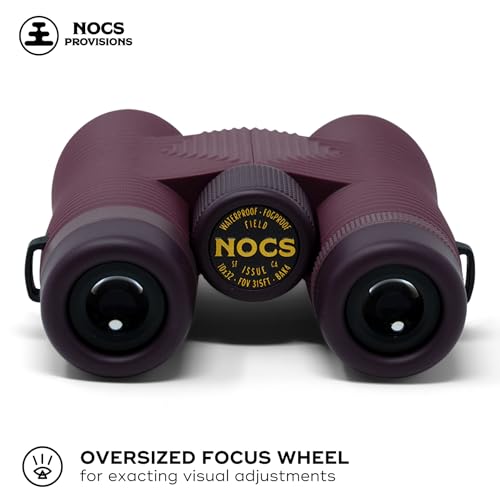 Image of Nocs Provisions Field Issue 10x32 Waterproof Binoculars, 10X Magnification, Bak4 Prism, Wide View Multi-Coated Lenses for Bird Watching, Hunting & Wildlife Viewing - Oxblood Maroon