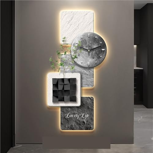 Horloge murale décorative 3D en grès avec éclairage LED indirect - 2
