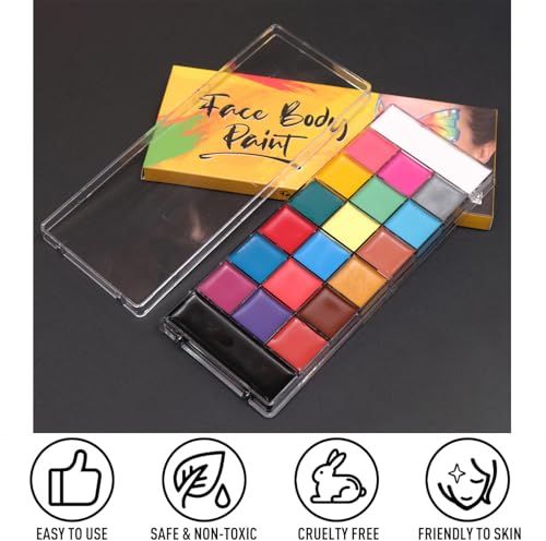 Image of Store2508 20 Colour Face and Body Paint Palette Oil Based Safe Non-Toxic Long Lasting Smooth Cream Makeup for Halloween Cosplay Festival SFX Art Kids and Adults