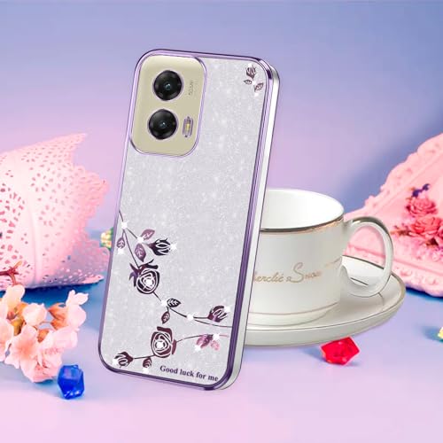 Coque Motorola Moto G Stylus 5G 2024 transparente pailletée à motif floral rose pour femme - 7