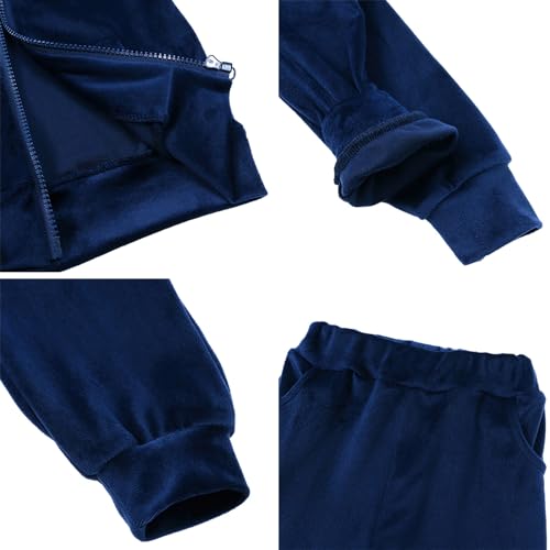 Girls Velvet Tracksuit Hoodie Sweatshirt and Jogger Pants Outfits Set for 0-12 Years4