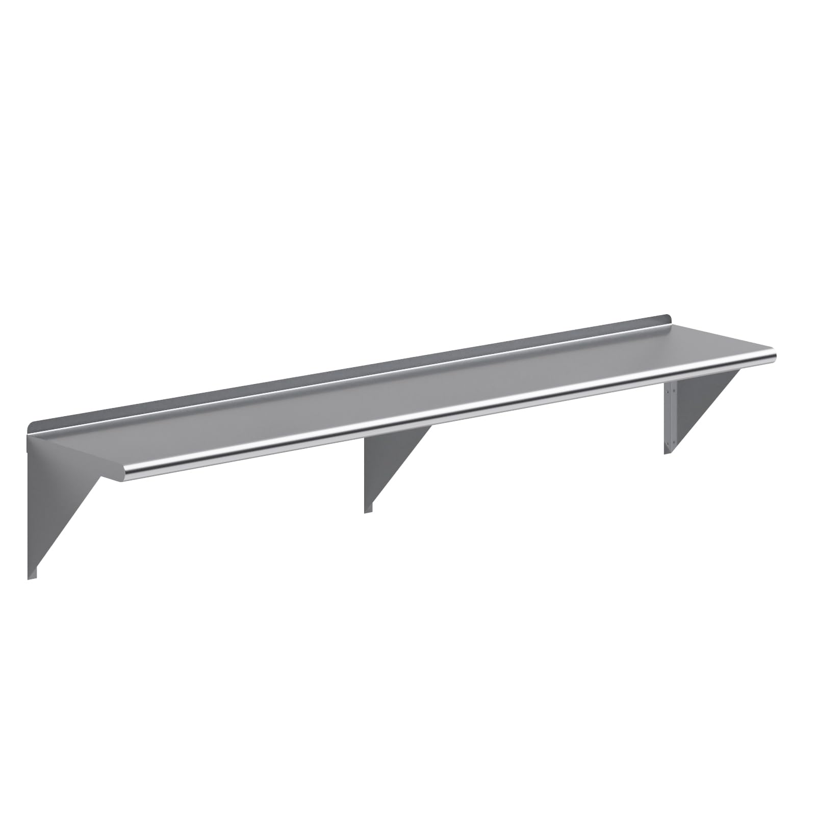 AmGood 14 in. x 72 in. Stainless Steel Wall Mount Shelf - NSF Certified, Commercial Grade, 18-Gauge - Holds up to 350 lbs - with Backsplash &amp; Bullnose Edge for Kitchen, Restaurant, Garage