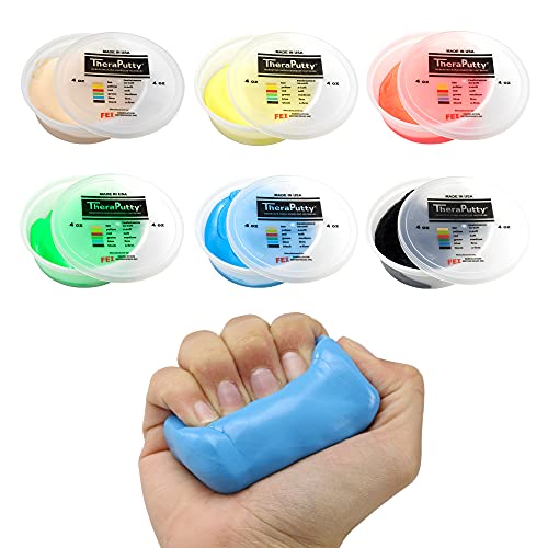 Image of CanDo Theraputty Plus Hand Exercise Putty for Rehabilitation, Exercises, Hand Therapy, Hand Strengthening, Stress Relief - 6-Piece Set 4 oz