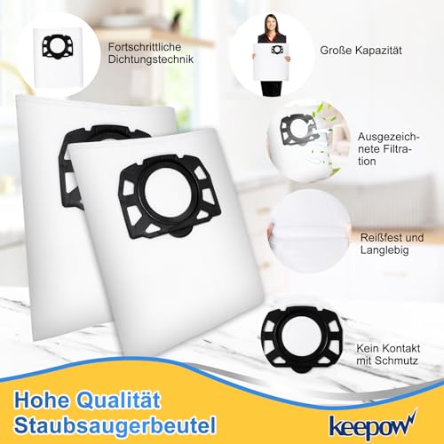 KEEPOW 6 Pack Kfi 357 Staubsaugerbeutel für Kärcher nass trockensauger WD 2 Plus, WD 3, WD 3 Akku, für Kärcher Staubsauger WD3 S, KWD1, KWD 2, KWD3, MV3, SE4001, SE4002,Ersetzt 2.863-314.0