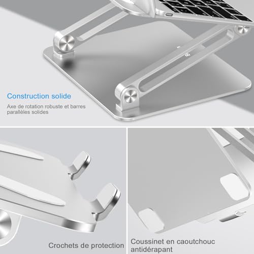 Support pour ordinateur portable BoYata argenté ajustable pour PC et MacBook de 10 à 17 pouces - 6