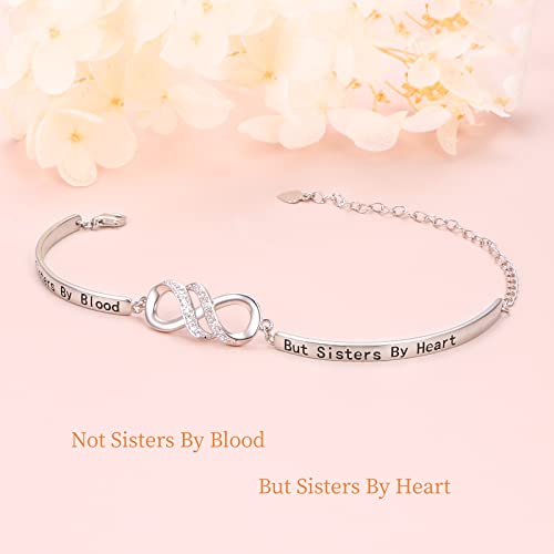 925 Sterling Silver Infinity Bangle Bracelet With Inspirational Message, Adjustable Sisters Bracelets Friendship Jewelry for Women Girls Love Gifts for Mother Daughter Wife3