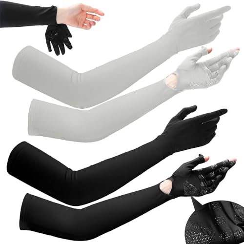 La mejor selección de Cubre brazos para el sol walmart los más solicitados. 48 RUISTLI Guantes y Mangas UV para Manejar - 2 Pares, UPF 50+, Hombre-Mujer, Largos, para Sol, Negro+Gris, Muñeca y Brazo Ajustables, Pantalla Táctil