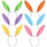 WILLBOND 6 Pcs Easter Bunny Ears Simulation Plush Rabbit Ear Soft Bunny Headband for Cosplay Party Halloween (Macaron Color)