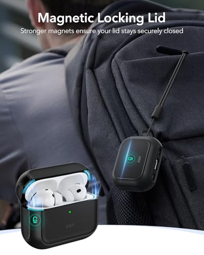 Image of ESR for AirPods Pro 3 Case, Compatible with AirPods Pro Case 3rd Generation (2025), Compatible with MagSafe, Full Drop Protection Cover with Lanyard, Black