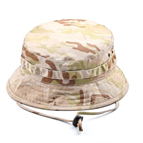 SGQTZDZQ Cappello mimetico da uomo e donna, militare, UPF50+, per caccia, giungla, pesca, a tesa larga, cappello da safari, per caccia, spiaggia, softair, campeggio, cachi, Taglia unica