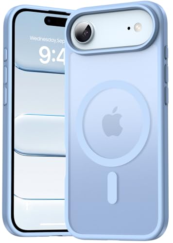 Natiiozie Funda Magnética para iPhone Air Compatible con Magsafe, Carcasa Translúcida Mate Trasera Fina Antigolpes Case, Azul Claro