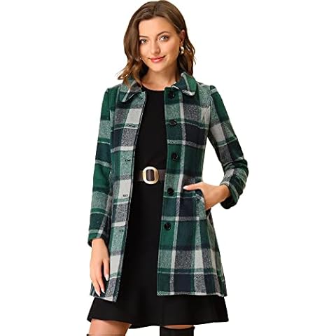 Allegra K Damen Langarm Panel Kunstpelz Kariert Trenchcoat Mantel Blau L Cover