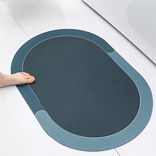 Badezimmerteppich Matten, Badeteppich Matte Super saugfähige schnell trocknende Gummi-gestützte schmutzabweisende, rutschfeste Badematte, Badezimmerteppich Matten für Badewanne und Dusche Boden(Blau) Cover