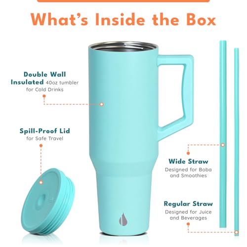 Image of Elemental Spill Proof 40oz Insulated Tumbler with Handle & Straw Travel Mug