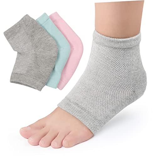 CALLARON 3pcs Moisturizing Gel Heel Socks with Open Toe Design for Dry Cracked Skin Breathable Support for Men and Women Washable and Durable Pink Color