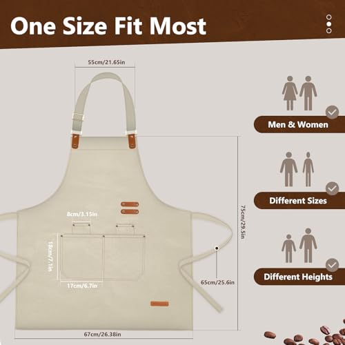 Aprons for Men Women with Pockets, Waterproof Adjustable Chef Apron for Cooking, Baking, Gardening, BBQ, Craft Working, Painting - Image 4