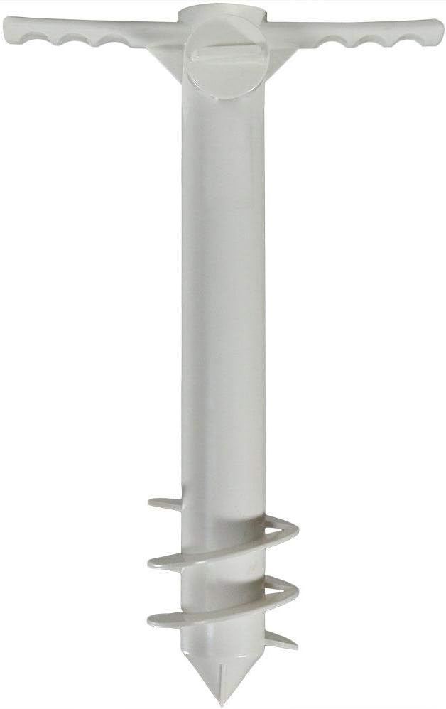 Beach Umbrella Sand Anchor, One Size Fits All, Heavy Duty Wind Resistant, White